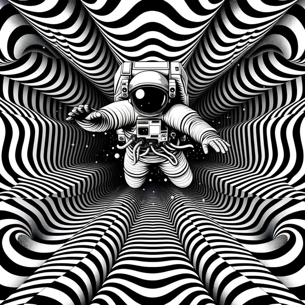 an astronaut, digital art, op art